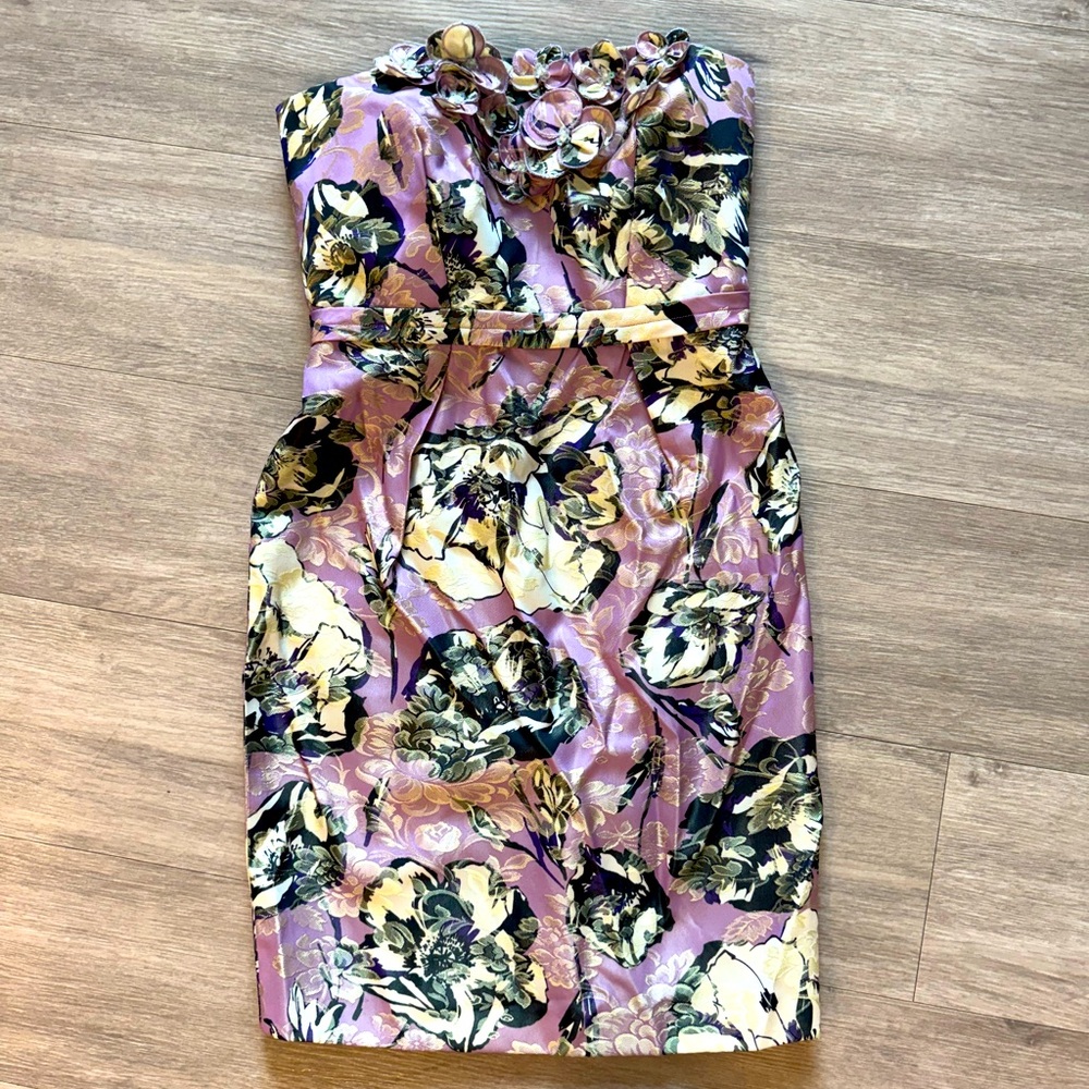 Vera Wang Floral Strapless Dress